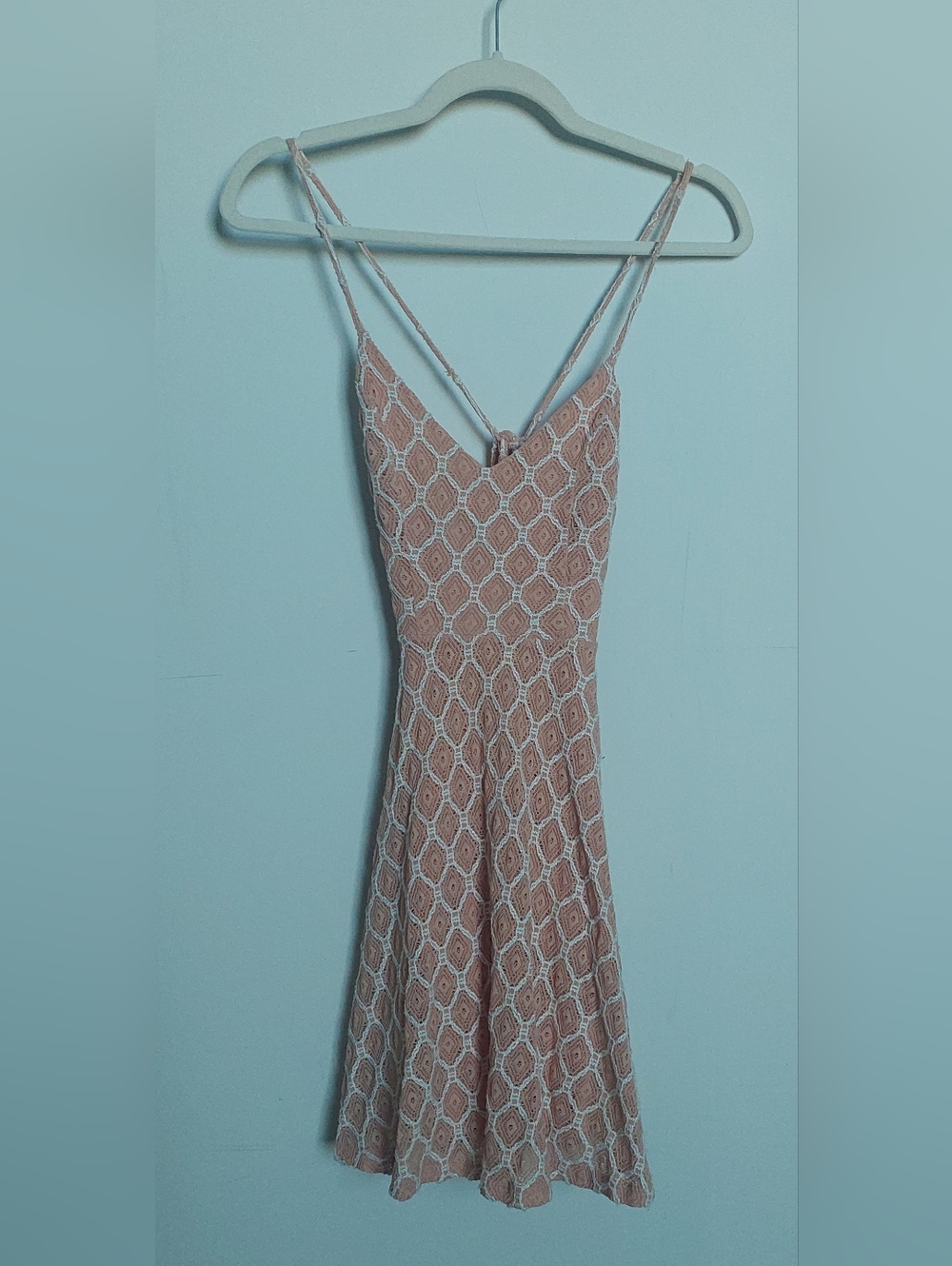 Kimchi Blue Pink Lace Fit-and-Flare Spaghetti Strap Dress